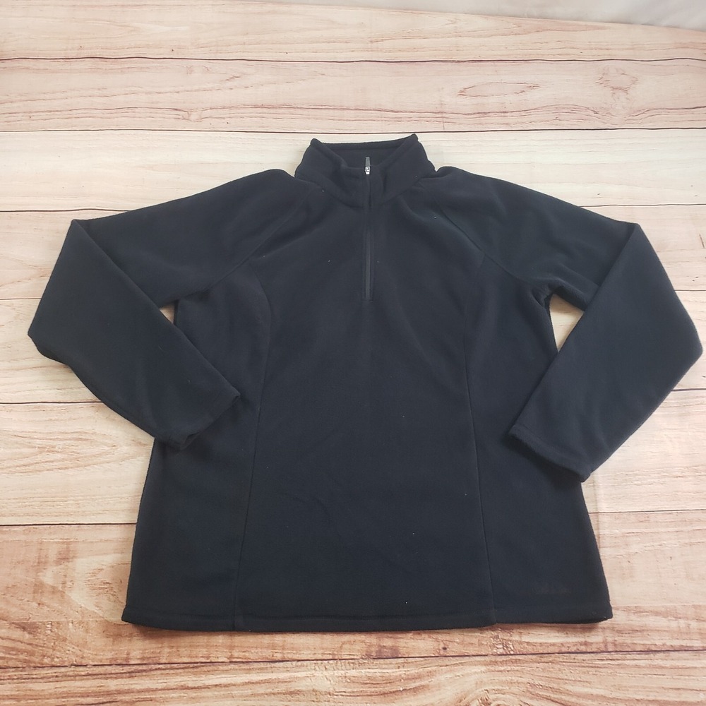 Cabelas Sweater Mens Extra Large Black Outdoors 1/4 Zip Fleece Pullover‎ Adult